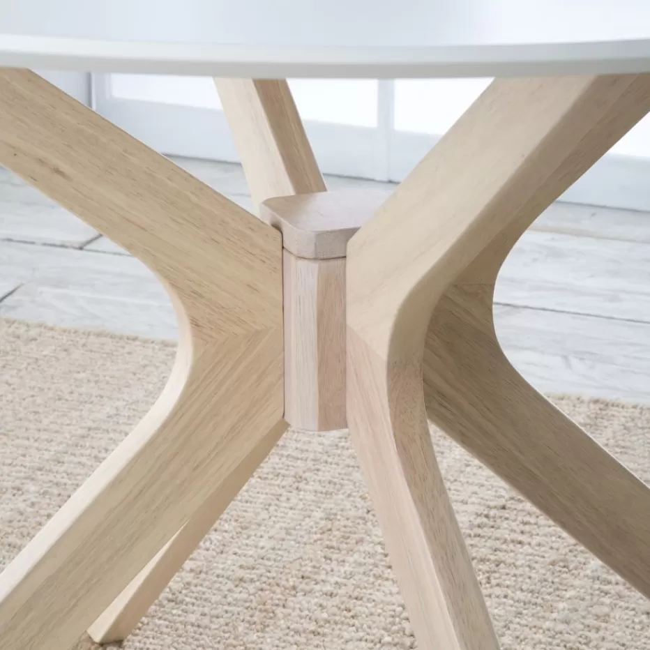 Hot Gales Mesa de comedor redonda de madera color blanco y natural Salles À Manger | Meubles De Salle À Manger