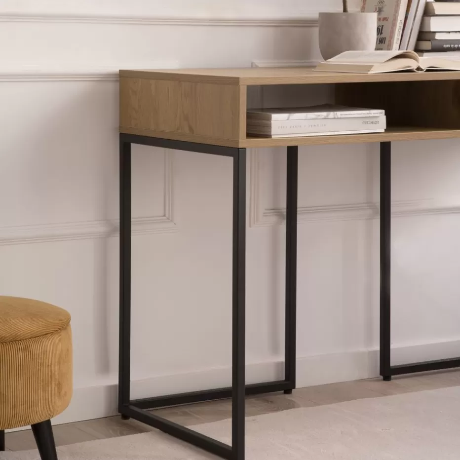 Fashion Gauguin Bureau en chêne wild et métal noir avec tiroir Bureau | Bureaux