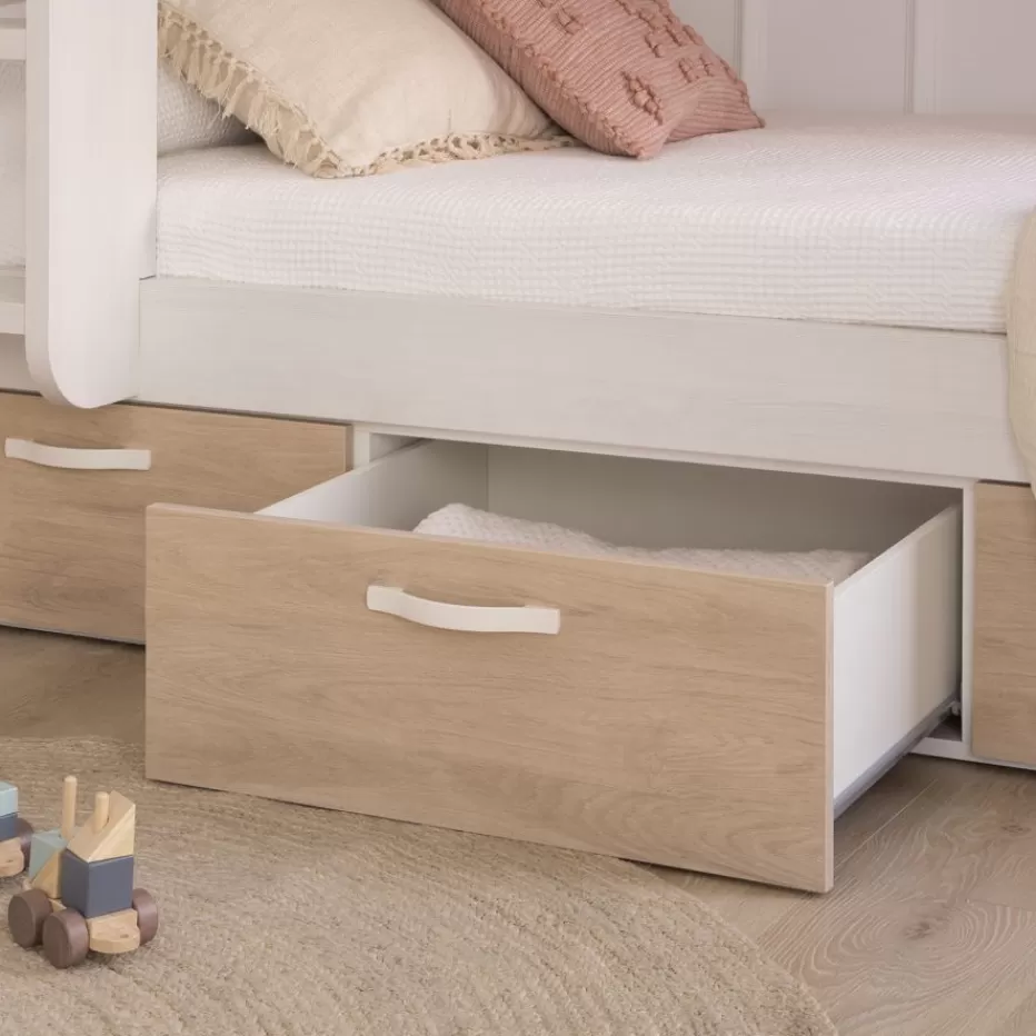 New Hansel Lit avec tiroirs pour matelas de 90x190 avec échelle à gauche Enfant Chambre Pour Jeunes Et Enfants | Lits Gigogne Et Lits Superposés