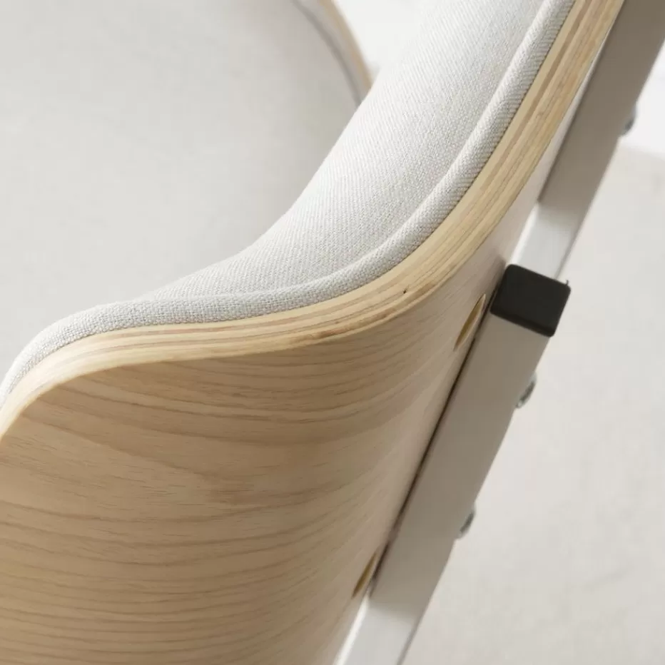 Best Sale Haru Chaise de bureau rembourrée beige avec bois et roulettes Salles À Manger | Chaises De Bureau