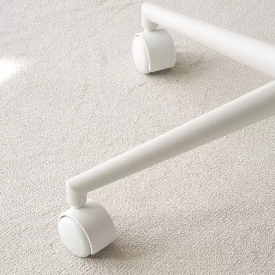 Best Sale Haru Chaise de bureau rembourrée beige avec bois et roulettes Salles À Manger | Chaises De Bureau