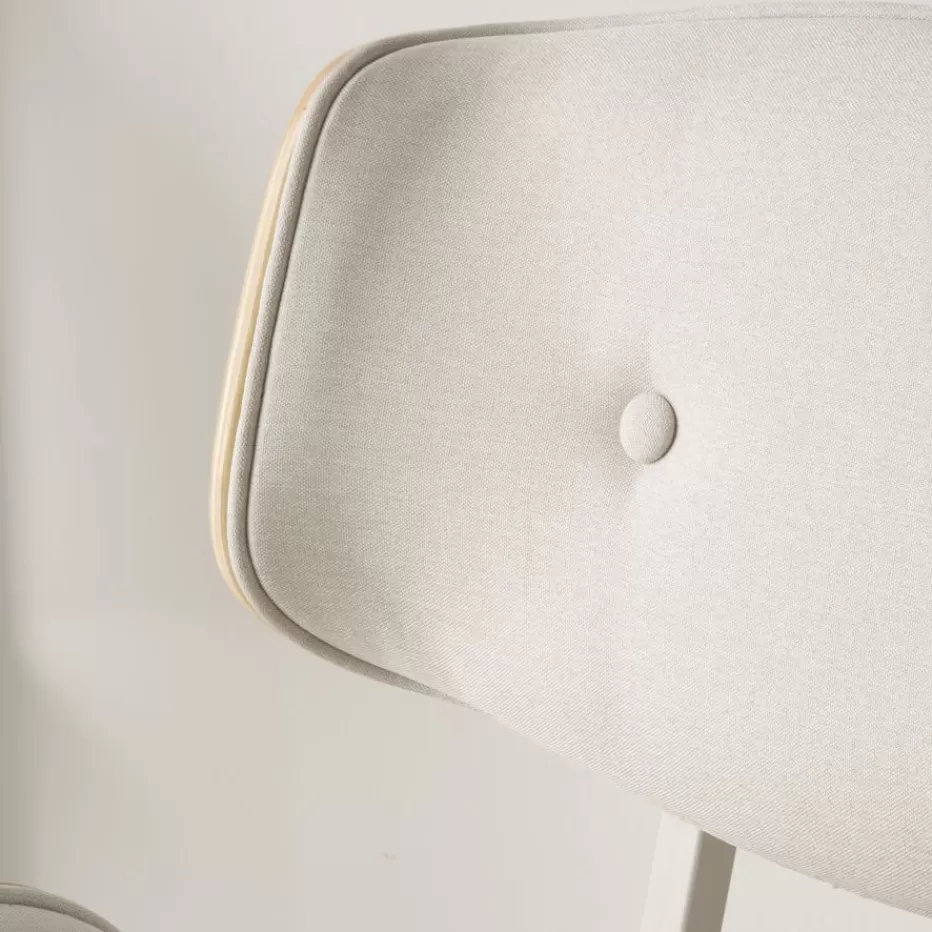 Best Sale Haru Chaise de bureau rembourrée beige avec bois et roulettes Salles À Manger | Chaises De Bureau