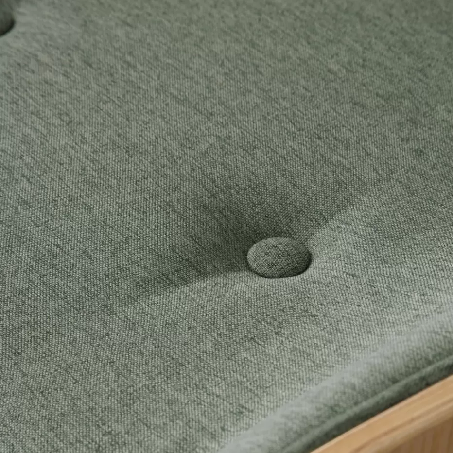 Outlet Haru Chaise de bureau rembourrée en vert avec bois et roulettes Salles À Manger | Chaises De Bureau