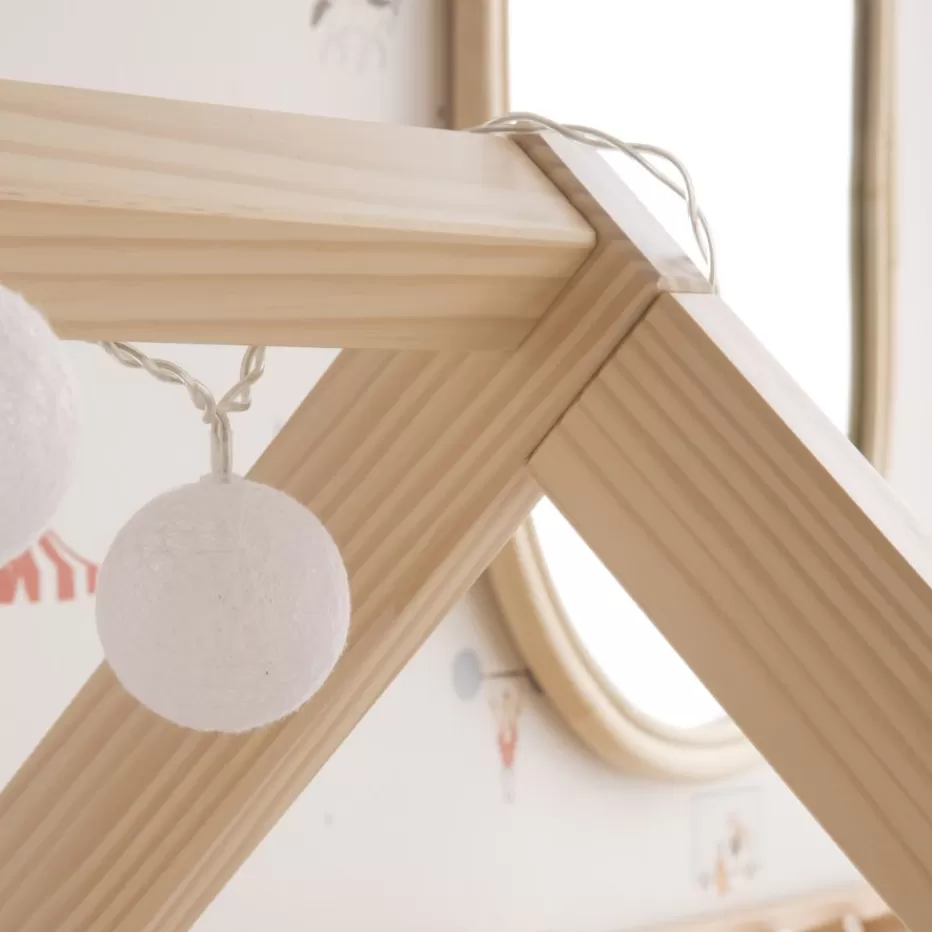 Flash Sale Haus Cama alta con tobogán para colchón de 90x190 lacada en blanco y natural Enfant Chambre Pour Jeunes Et Enfants | Lits Gigogne Et Lits Superposés