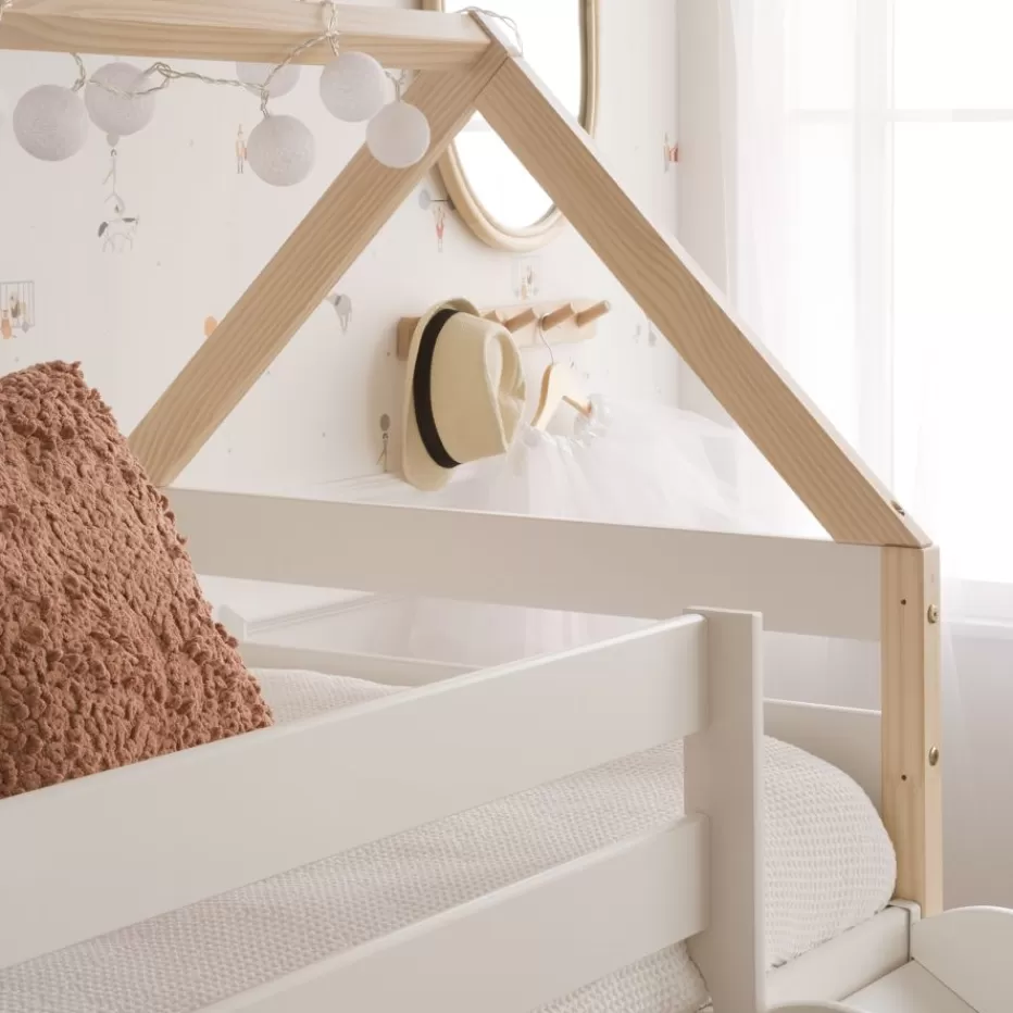 Flash Sale Haus Cama alta con tobogán para colchón de 90x190 lacada en blanco y natural Enfant Chambre Pour Jeunes Et Enfants | Lits Gigogne Et Lits Superposés