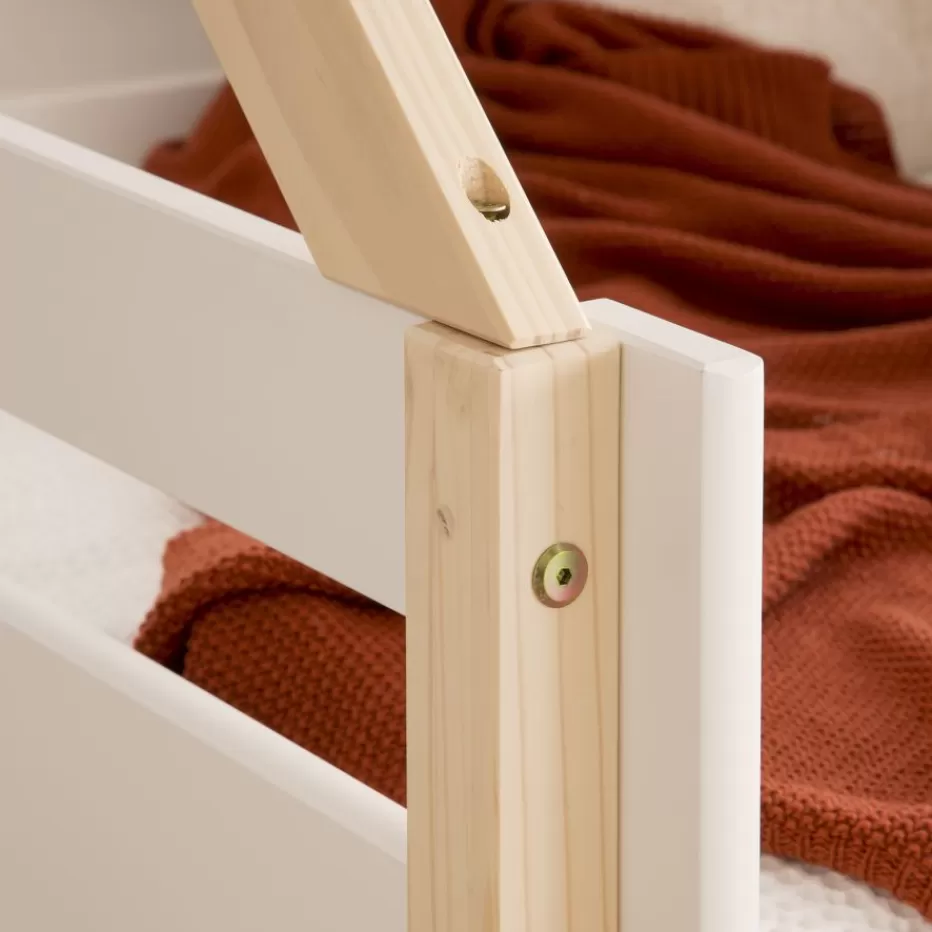Flash Sale Haus Cama alta con tobogán para colchón de 90x190 lacada en blanco y natural Enfant Chambre Pour Jeunes Et Enfants | Lits Gigogne Et Lits Superposés