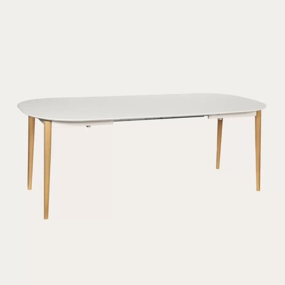 Best Sale Icara Mesa de comedor extensible ovalada 120/220 lacada en blanco y natural Salles À Manger | Tables De Cuisine