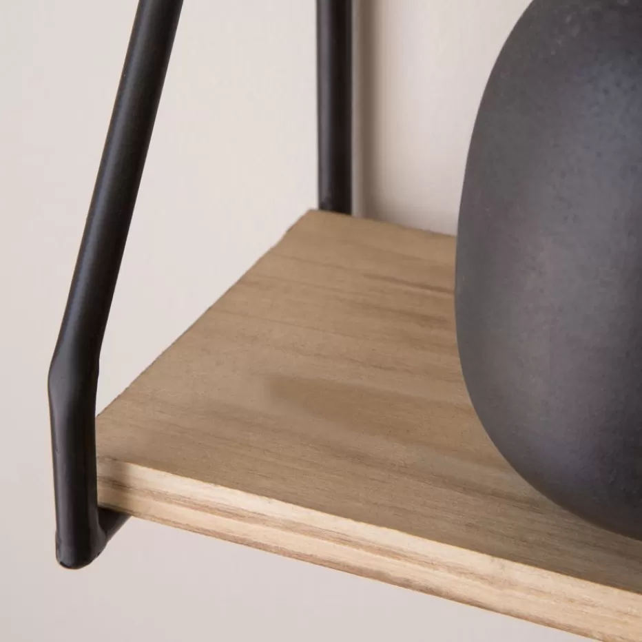 Discount Idaho étagère murale en bois et métal noir Étagères Murales Et Cubes | Étagères Murales Et Cubes