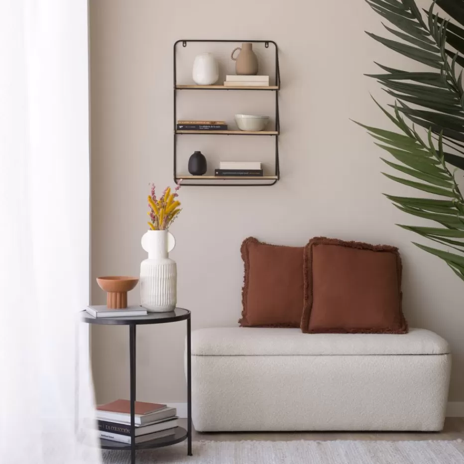 Discount Idaho étagère murale en bois et métal noir Étagères Murales Et Cubes | Étagères Murales Et Cubes