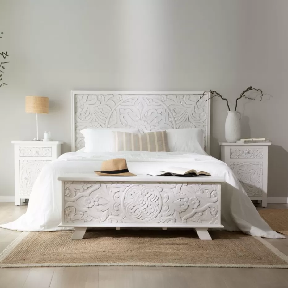 Store Indira Tête de lit en bois massif sculpté de manguier pour lit de 150 et 160 Chambre | Têtes De Lit