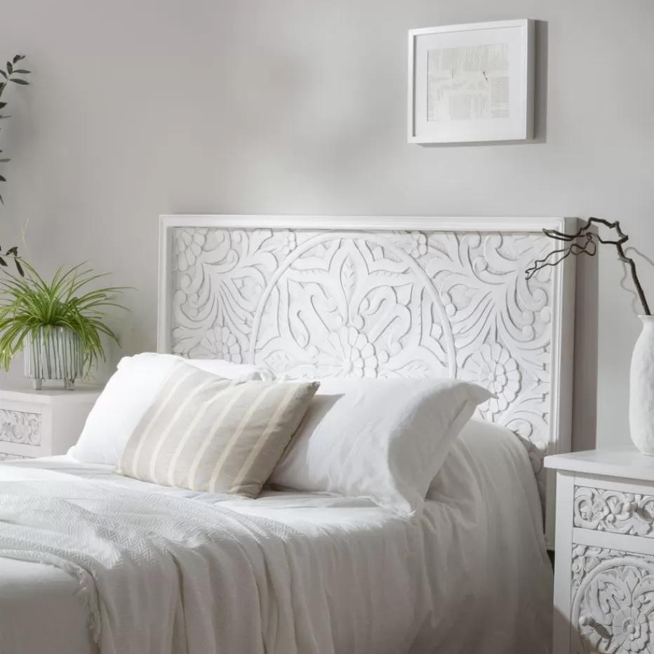 Store Indira Tête de lit en bois massif sculpté de manguier pour lit de 150 et 160 Chambre | Têtes De Lit