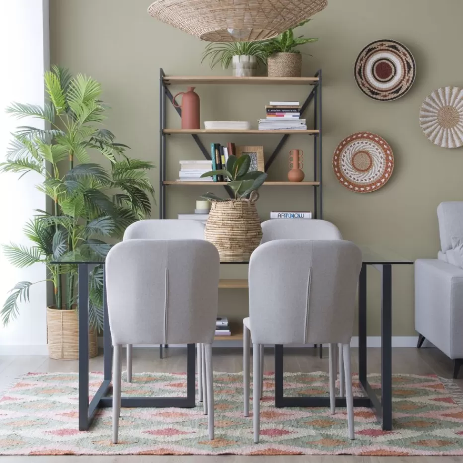 Cheap Irune Table à manger en métal gris anthracite et verre de 160x95 Salles À Manger | Tables En Verre