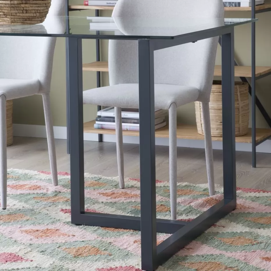 Cheap Irune Table à manger en métal gris anthracite et verre de 160x95 Salles À Manger | Tables En Verre