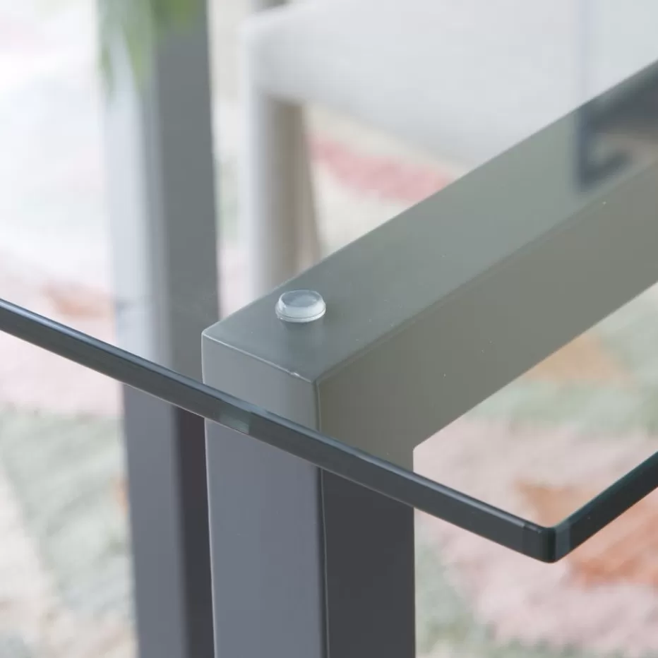 Cheap Irune Table à manger en métal gris anthracite et verre de 160x95 Salles À Manger | Tables En Verre