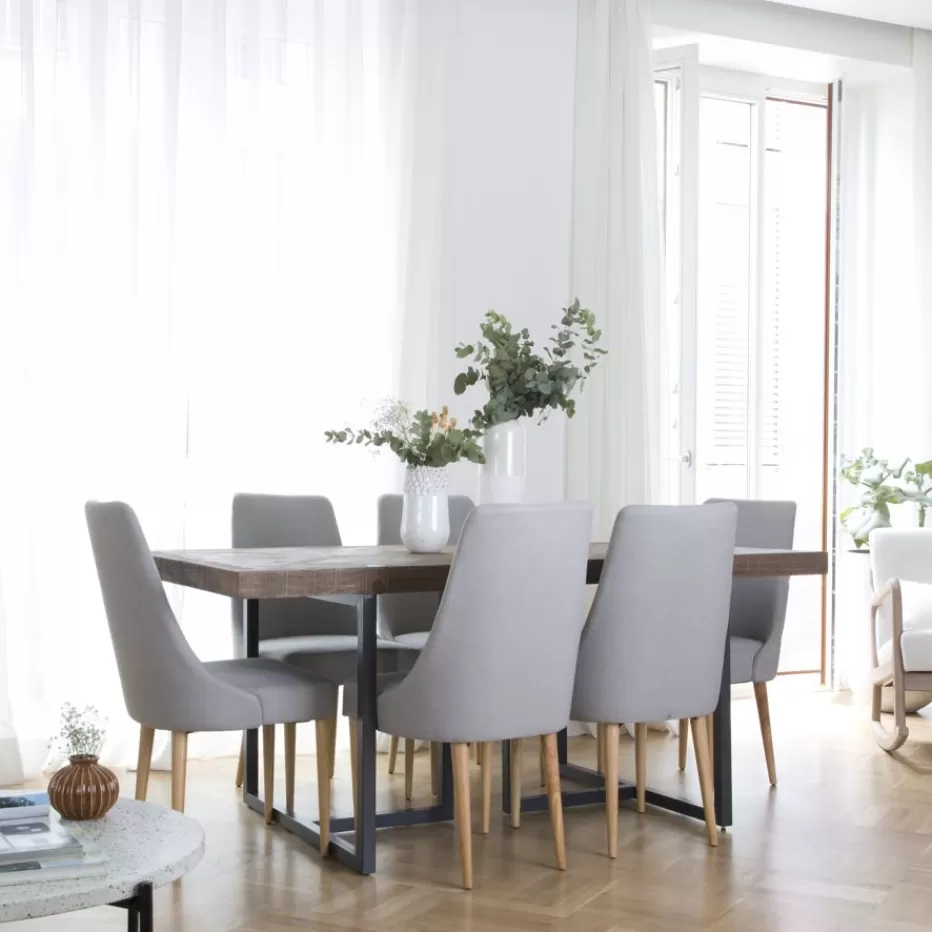 Cheap Irune Table à manger rectangulaire en bois massif et métal Salles À Manger | Tables En Bois