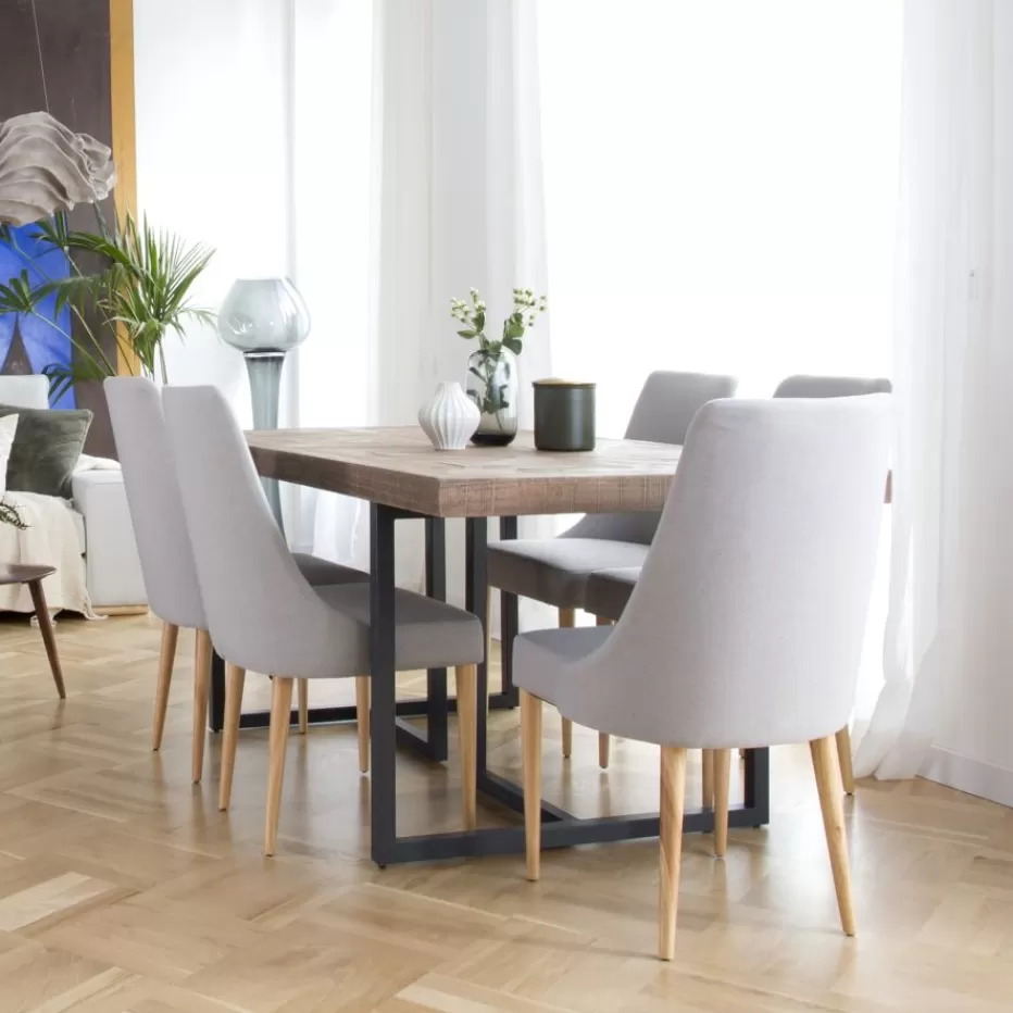 Cheap Irune Table à manger rectangulaire en bois massif et métal Salles À Manger | Tables En Bois