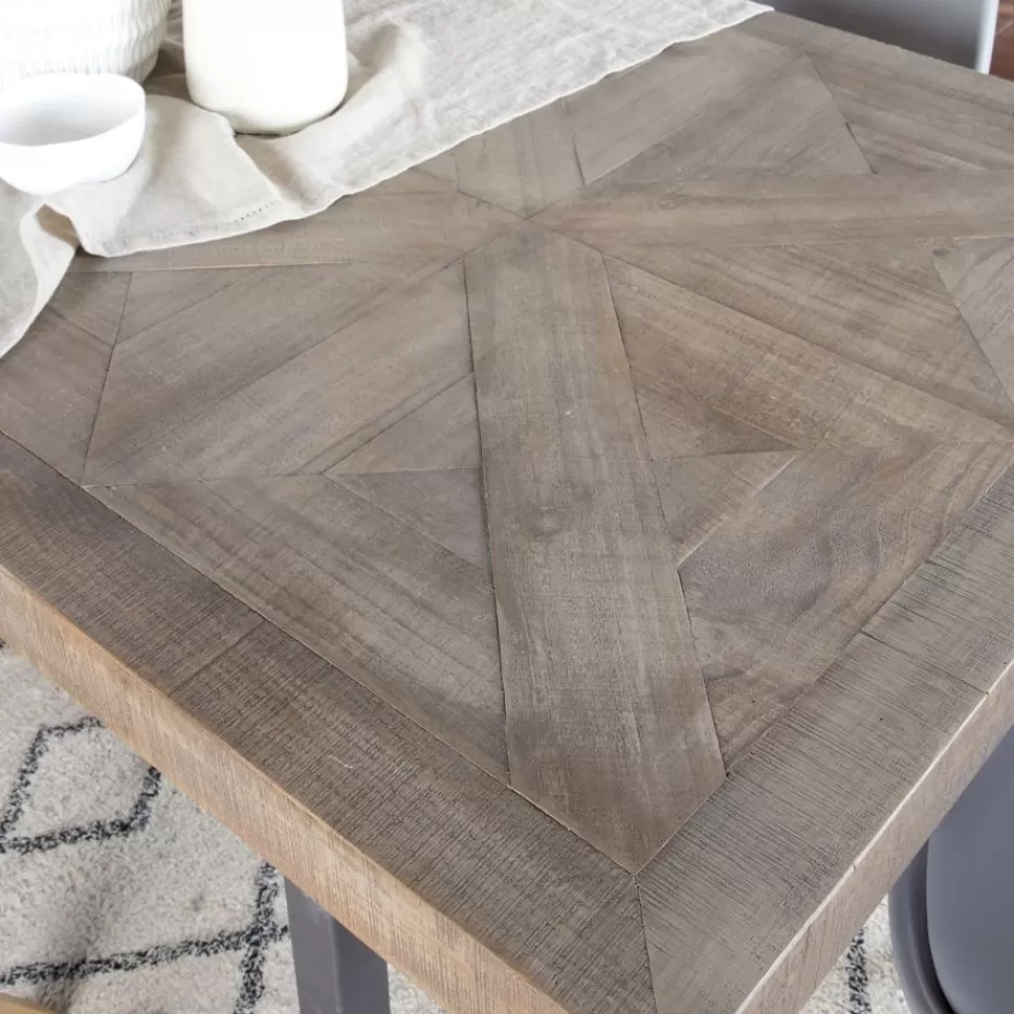 Cheap Irune Table à manger rectangulaire en bois massif et métal Salles À Manger | Tables En Bois