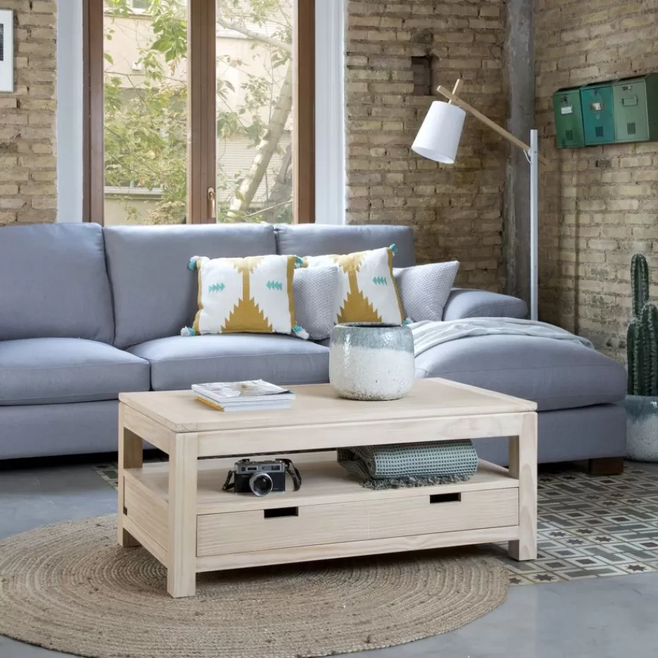 Fashion Jil Table basse relevable en bois couleur naturelle Salon | Tables D'appoint