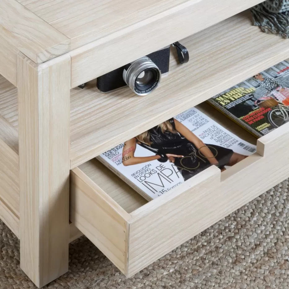 Fashion Jil Table basse relevable en bois couleur naturelle Salon | Tables D'appoint