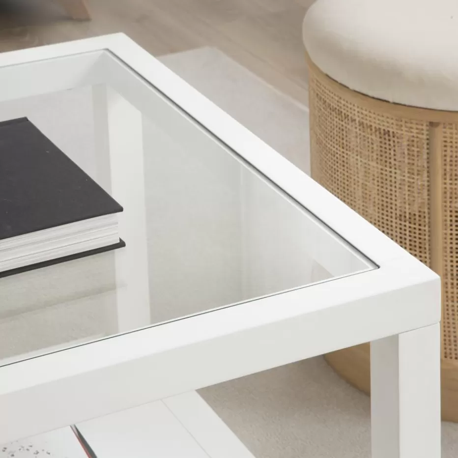 Online Juliet Table basse en bois et verre laqué en blanc Salon | Tables D'appoint