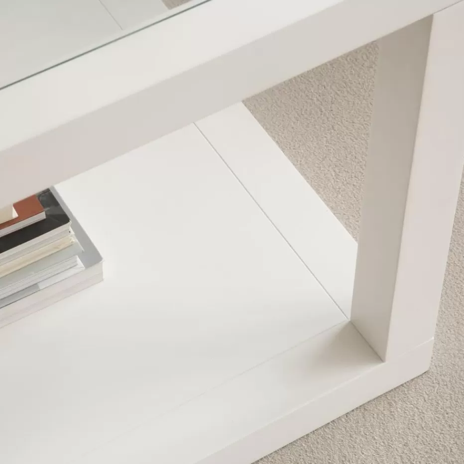 Online Juliet Table basse en bois et verre laqué en blanc Salon | Tables D'appoint