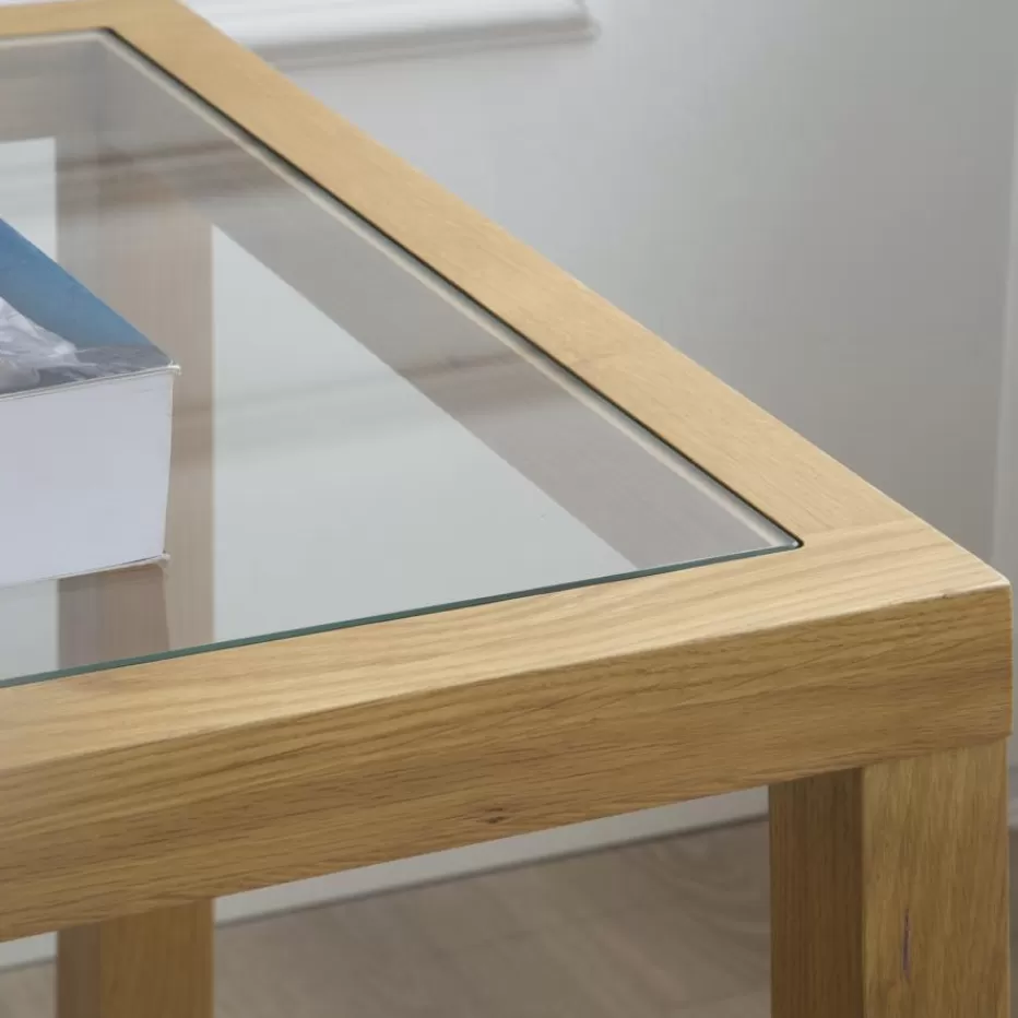 Online Juliet Table d'appoint en bois et verre couleur chêne naturel Salon | Tables De Chevet