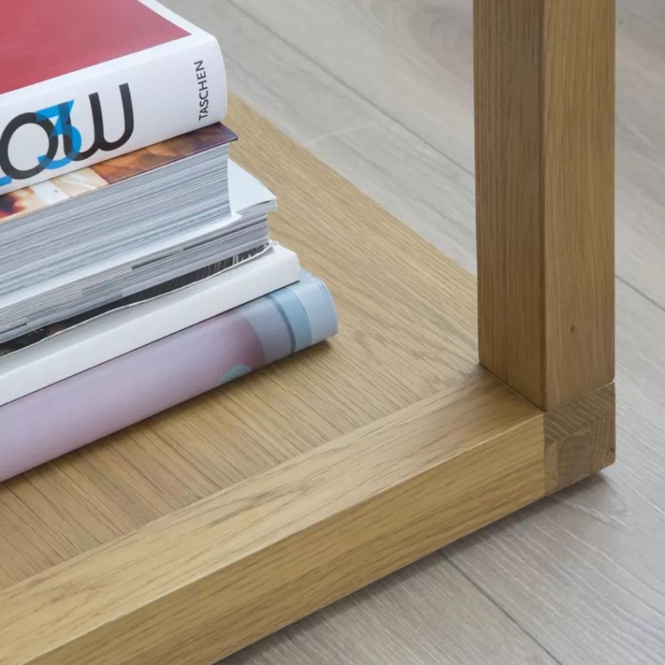 Online Juliet Table d'appoint en bois et verre couleur chêne naturel Salon | Tables De Chevet