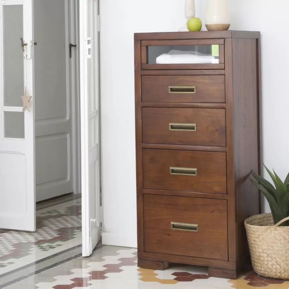 Cheap Kenia Commode en bois de teck en couleur Chambre | Meubles Tiroir
