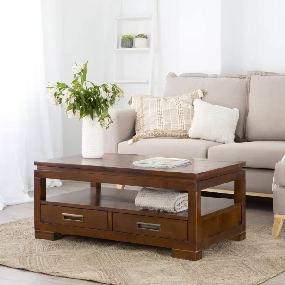 Best Kenia Table basse relevable en bois couleur teck Salon | Tables D'appoint
