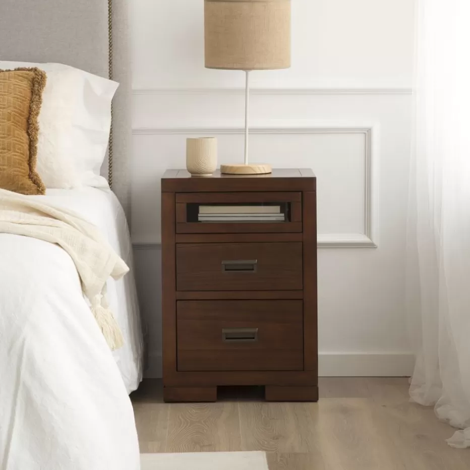 Hot Kenia Table de nuit en bois couleur teck Chambre | Tables De Chevet