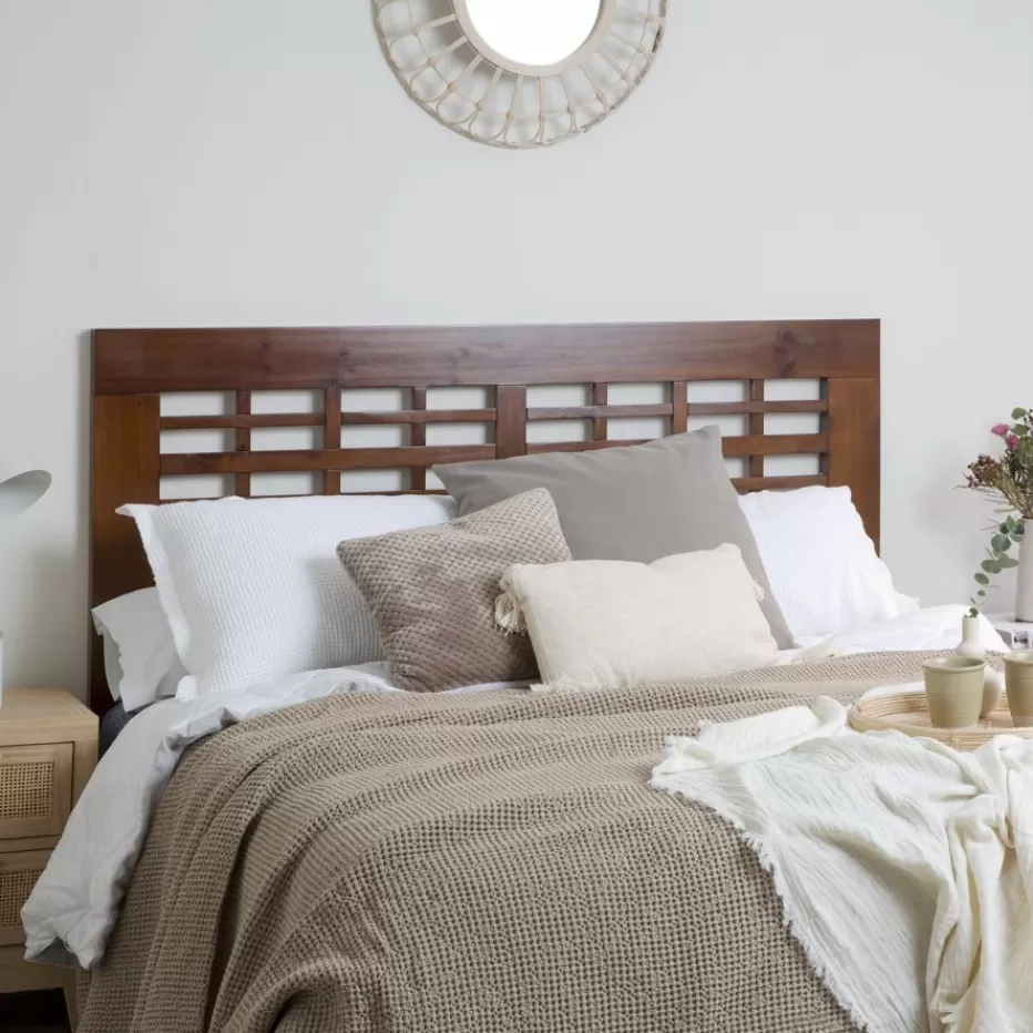 Outlet Kenia Tête de lit en bois massif pour lit de 150 et 160 couleur teck Chambre | Têtes De Lit