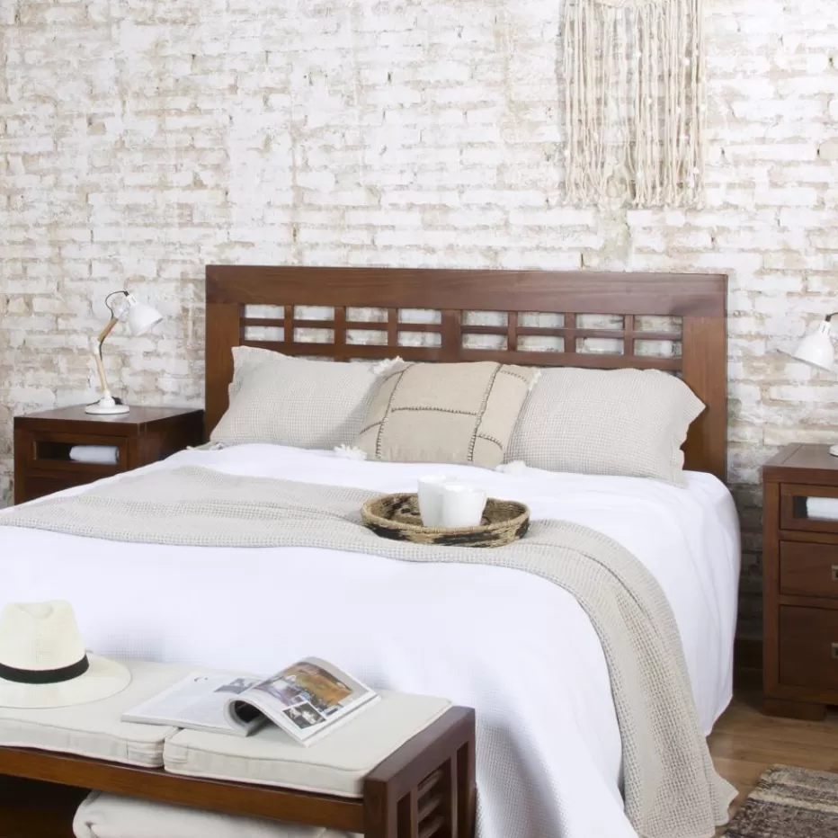 Outlet Kenia Tête de lit en bois massif pour lit de 150 et 160 couleur teck Chambre | Têtes De Lit