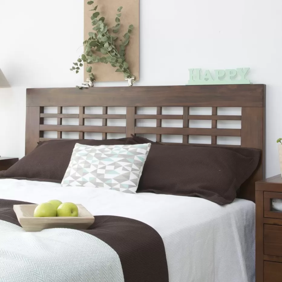 Outlet Kenia Tête de lit en bois massif pour lit de 150 et 160 couleur teck Chambre | Têtes De Lit