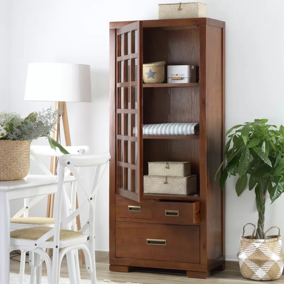 Shop Kenia Vitrine individuelle en bois de couleur teck Salles À Manger | Buffets Et Vitrines
