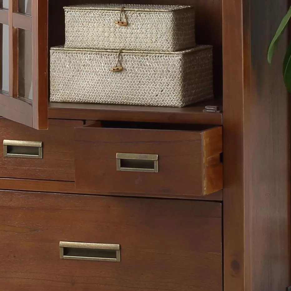 Shop Kenia Vitrine individuelle en bois de couleur teck Salles À Manger | Buffets Et Vitrines