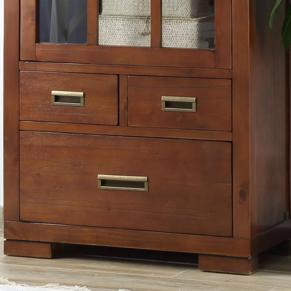 Shop Kenia Vitrine individuelle en bois de couleur teck Salles À Manger | Buffets Et Vitrines