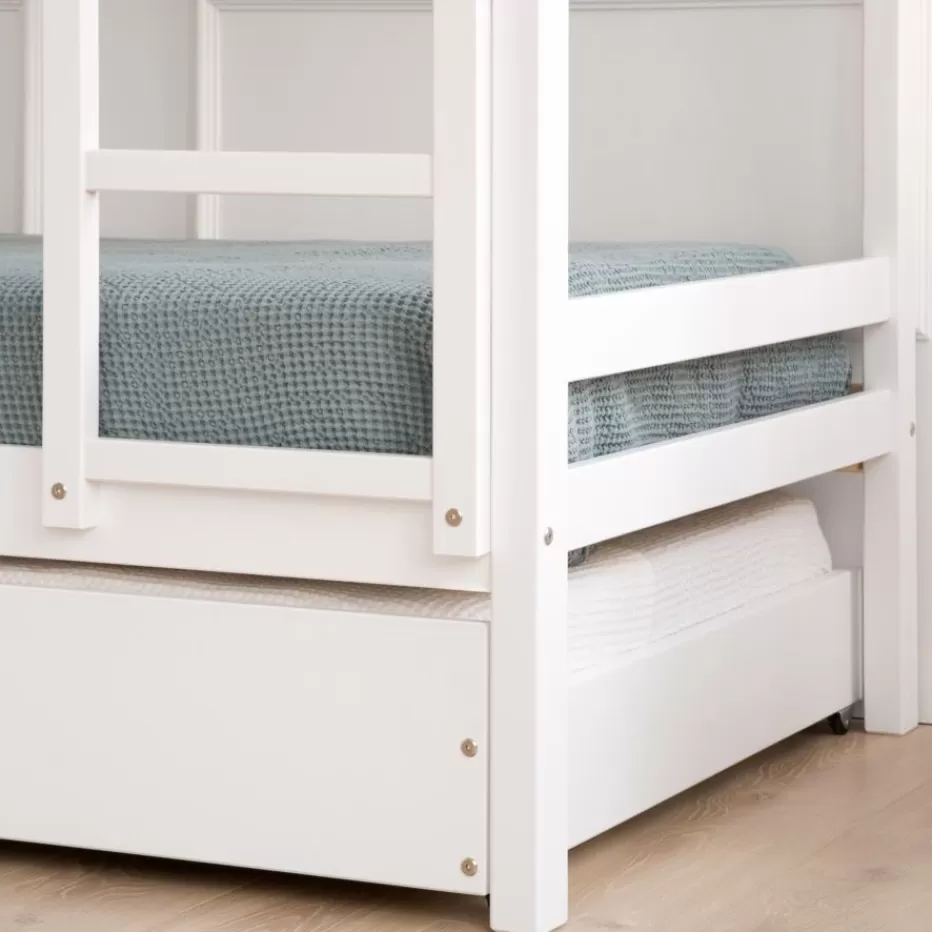 Fashion Kivu Lit avec lit gigogne laqué blanc pour matelas 90x190 Enfant Chambre Pour Jeunes Et Enfants | Lits Gigogne Et Lits Superposés