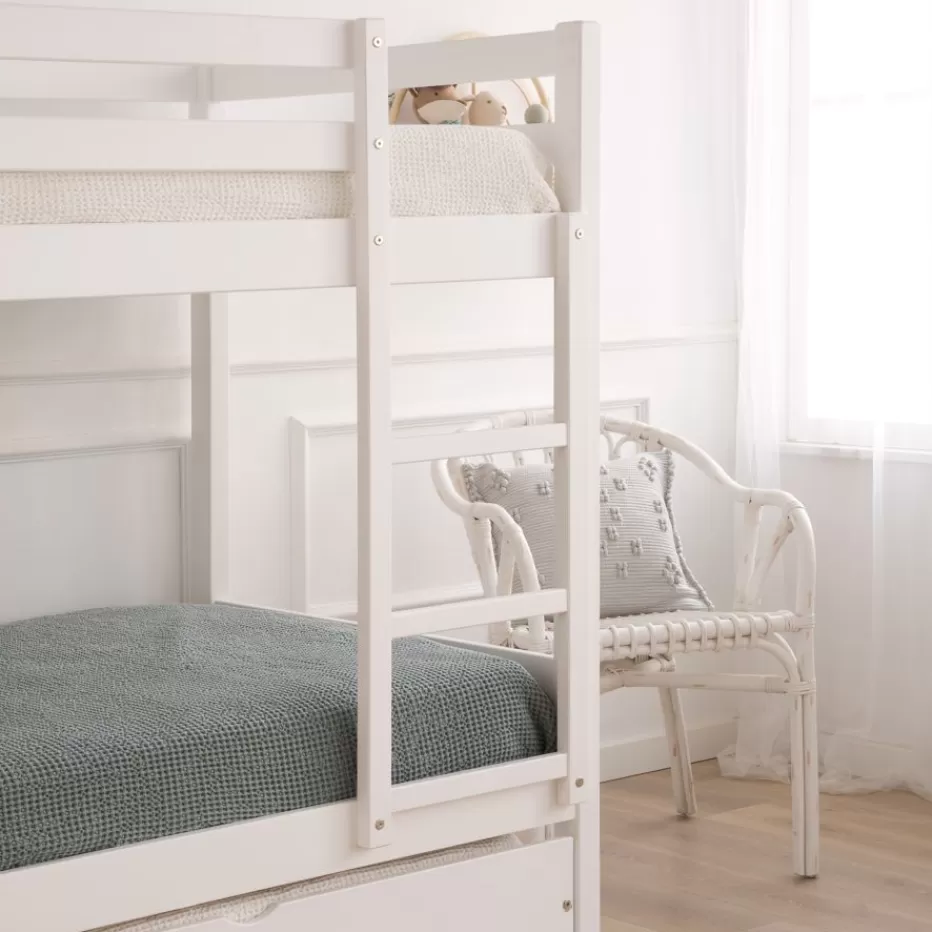 Fashion Kivu Lit avec lit gigogne laqué blanc pour matelas 90x190 Enfant Chambre Pour Jeunes Et Enfants | Lits Gigogne Et Lits Superposés