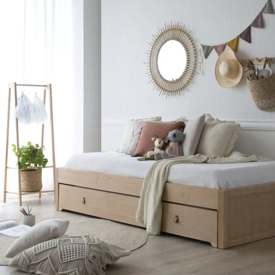 Fashion Kumla Lit superposé de couleur naturelle pour matelas de 90 Enfant Chambre Pour Jeunes Et Enfants | Lits Gigogne Et Lits Superposés