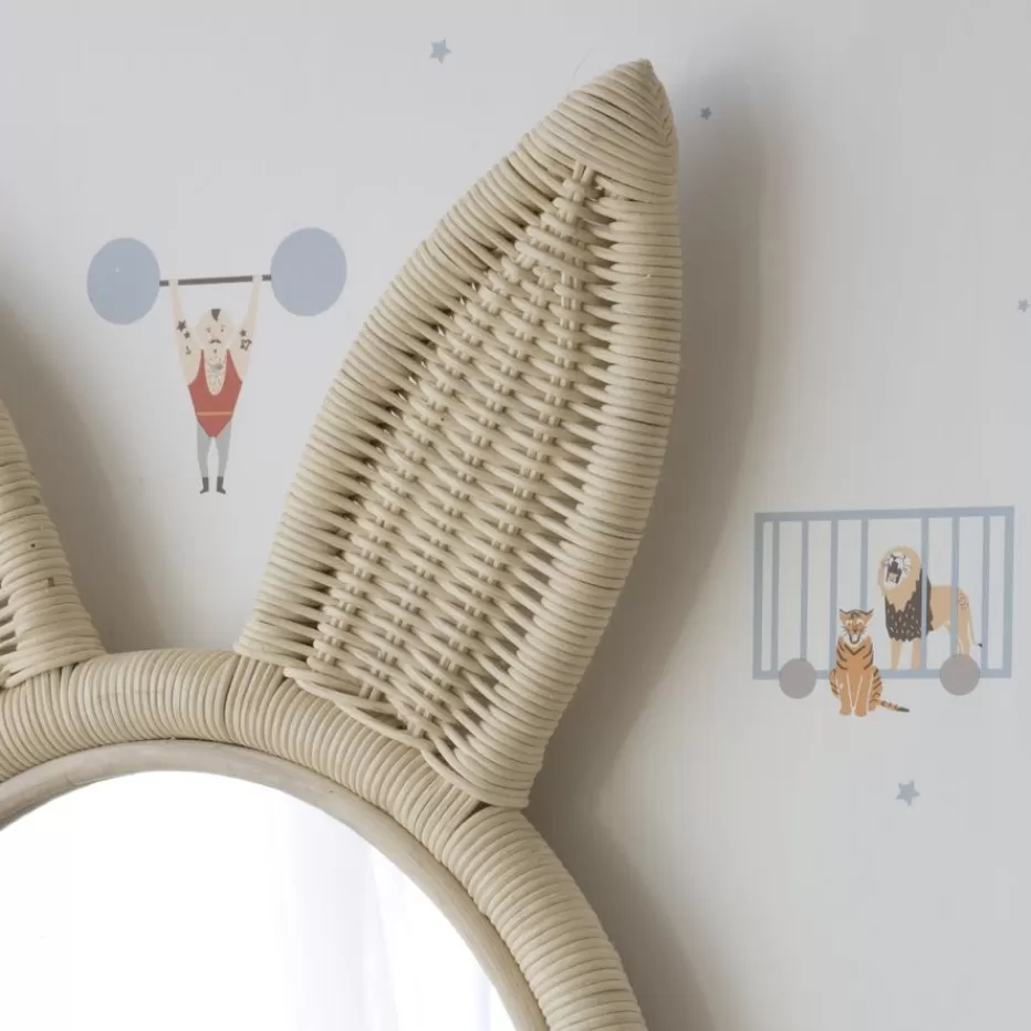 Sale Lapin Miroir mural rond en forme de lapin en rotin naturel Enfant Chambre Pour Jeunes Et Enfants | Cadeaux Pour Bébés Et Enfants