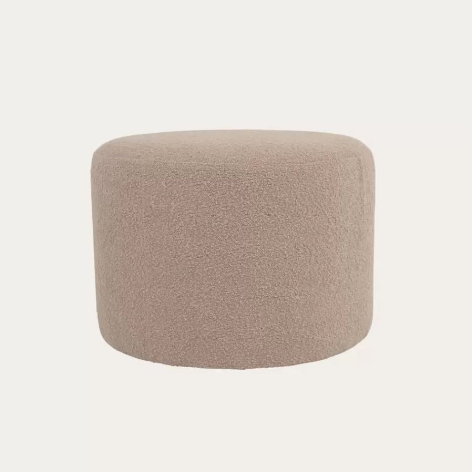Best Sale Lucie Puf de salón redondo tapizado en borreguito rosa Poufs