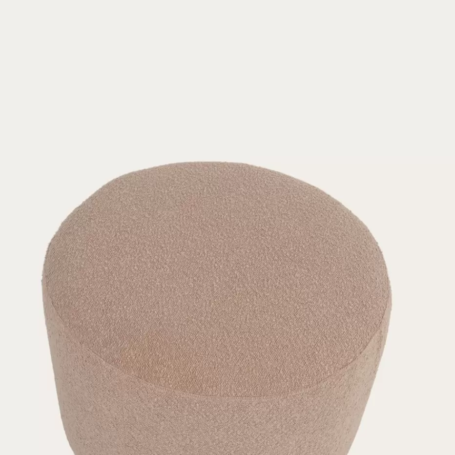 Best Sale Lucie Puf de salón redondo tapizado en borreguito rosa Poufs