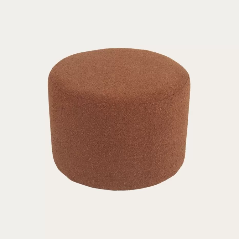 Cheap Lucie Puf de salón redondo tapizado en borreguito terracota Poufs