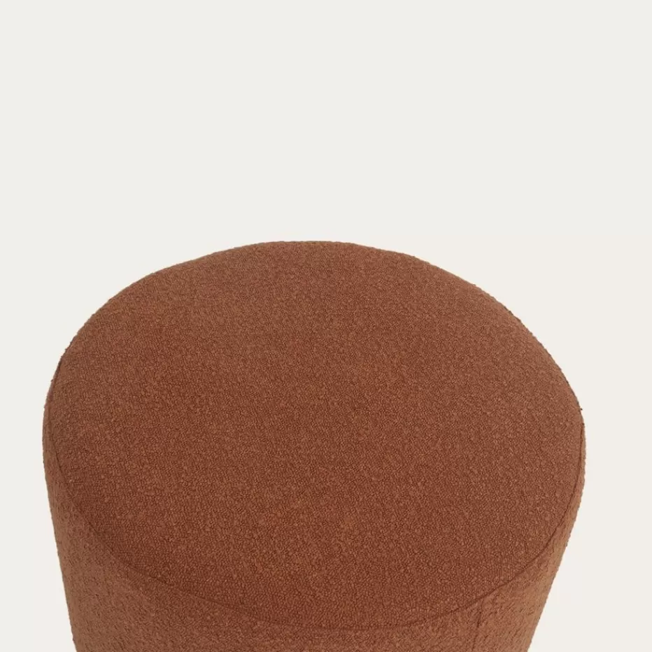 Cheap Lucie Puf de salón redondo tapizado en borreguito terracota Poufs