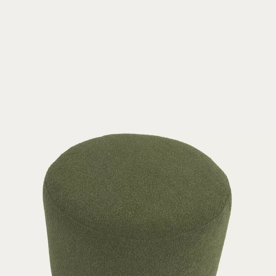 Flash Sale Lucie Puf de salón redondo tapizado en borreguito verde Poufs
