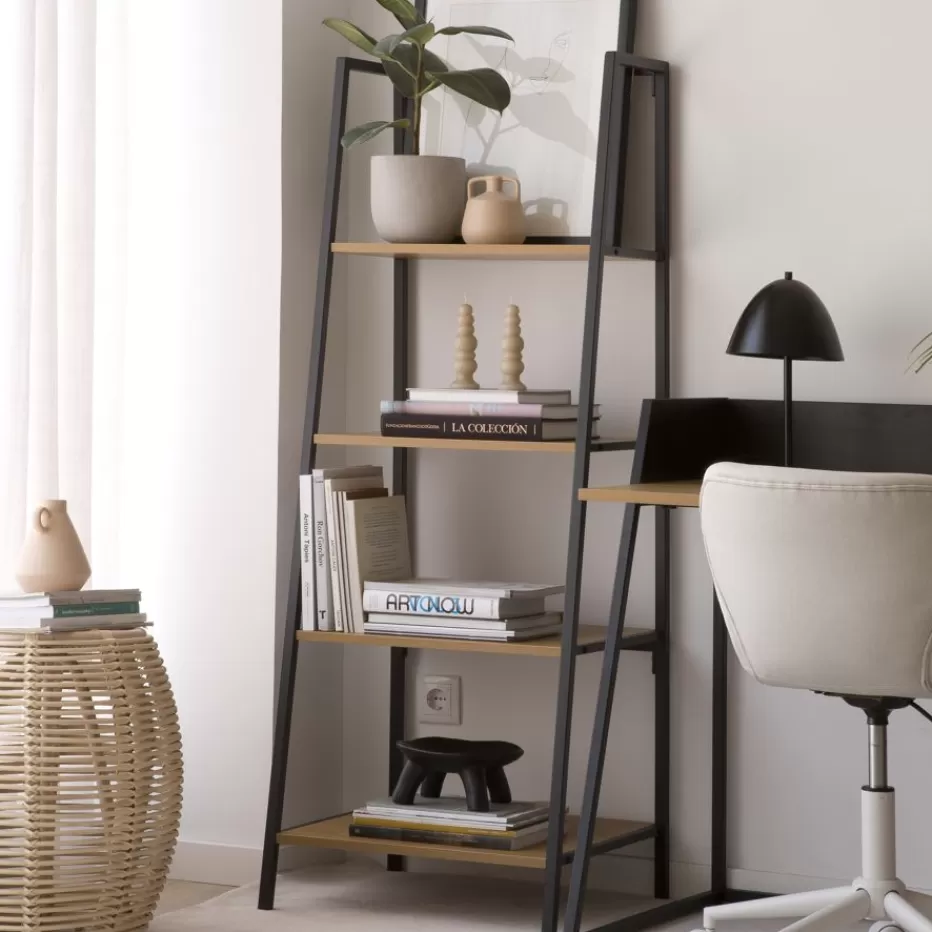 Shop Madison étagère échelle en chêne sauvage et métal noir Meubles Auxiliaires | Étagères