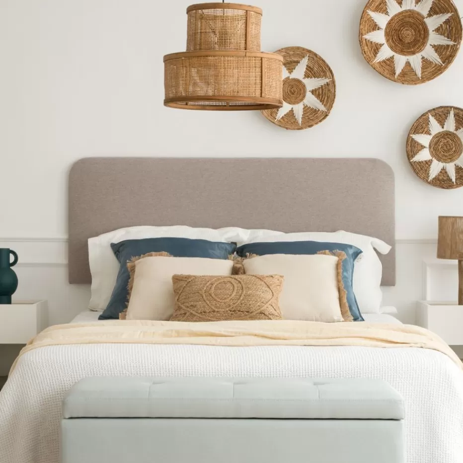 Cheap Marti Tête de lit tapissée en taupe pour lit de 140 Chambre | Meubles De Chambre À Coucher
