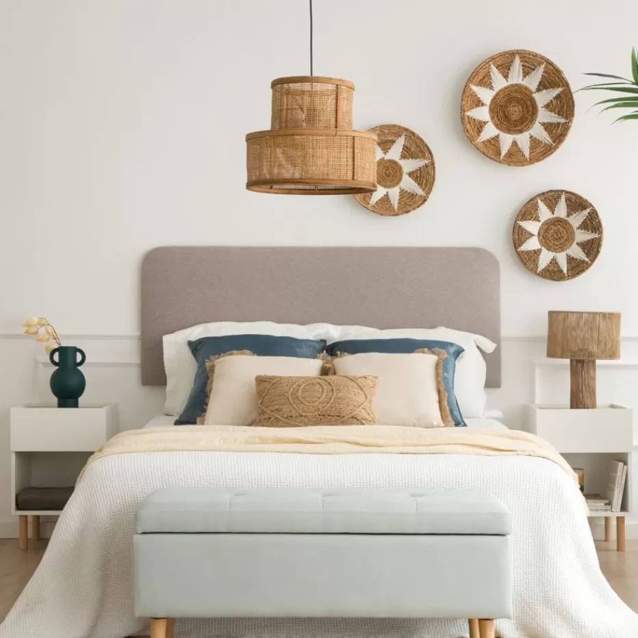 Cheap Marti Tête de lit tapissée en taupe pour lit de 140 Chambre | Meubles De Chambre À Coucher