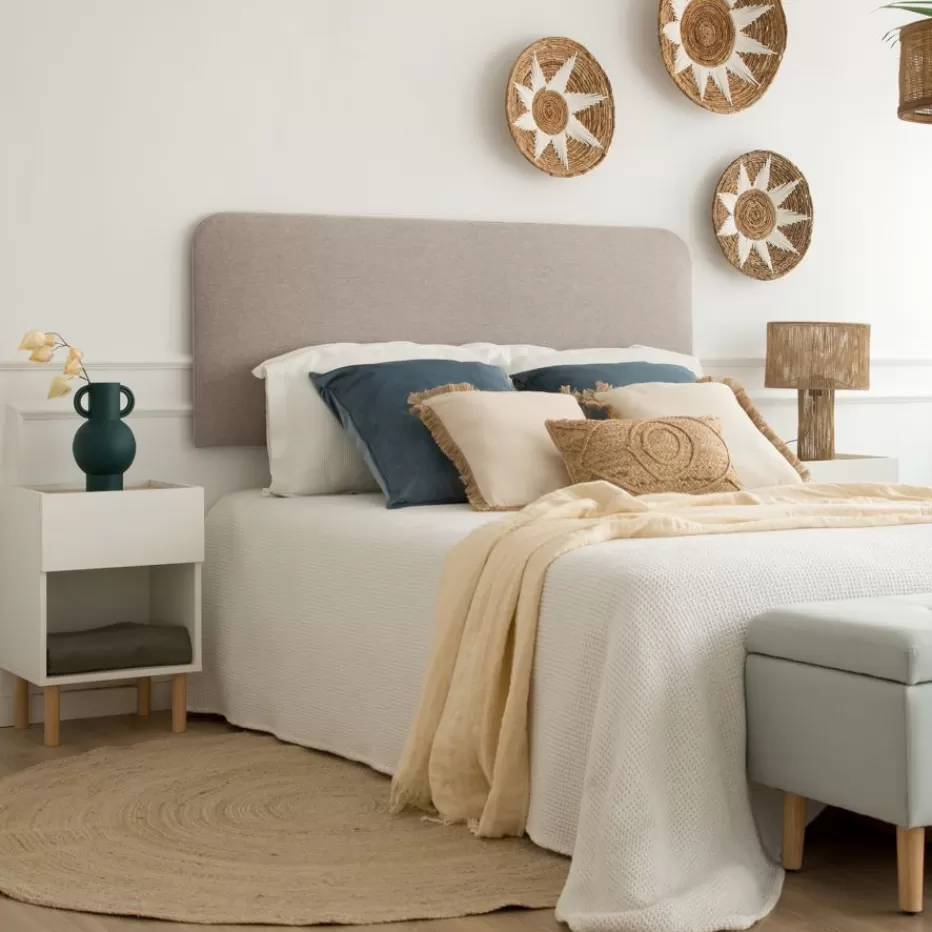 Cheap Marti Tête de lit tapissée en taupe pour lit de 140 Chambre | Meubles De Chambre À Coucher