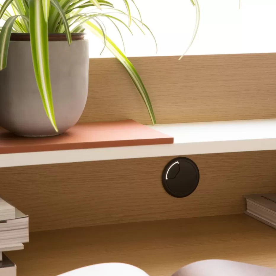 Online Matisse Bureau en chêne clair et métal blanc avec étagère Bureau | Bureaux Et Tables D'étude